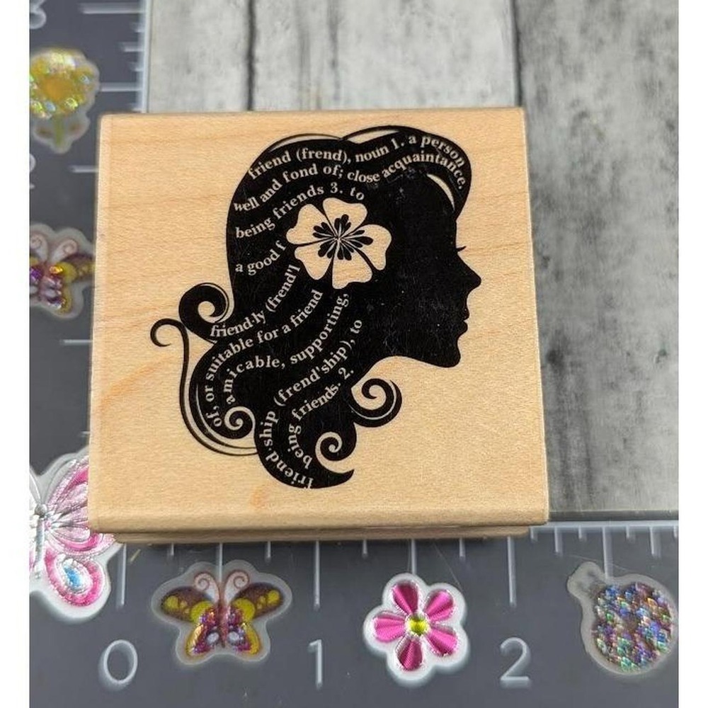 Hero Arts Flower Girl Silhouette E5559 Friends Rubber Stamp Wood #M70